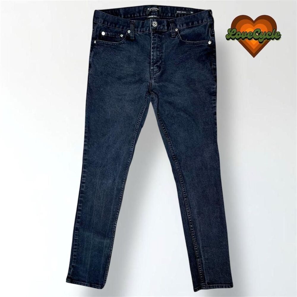 Men's Preloved PacSun Black Stacked Skinny Jeans